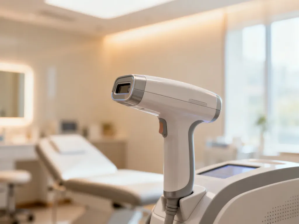 Nowoczesne urządzenie do depilacji laserowej w profesjonalnym gabinecie medycyny estetycznej.