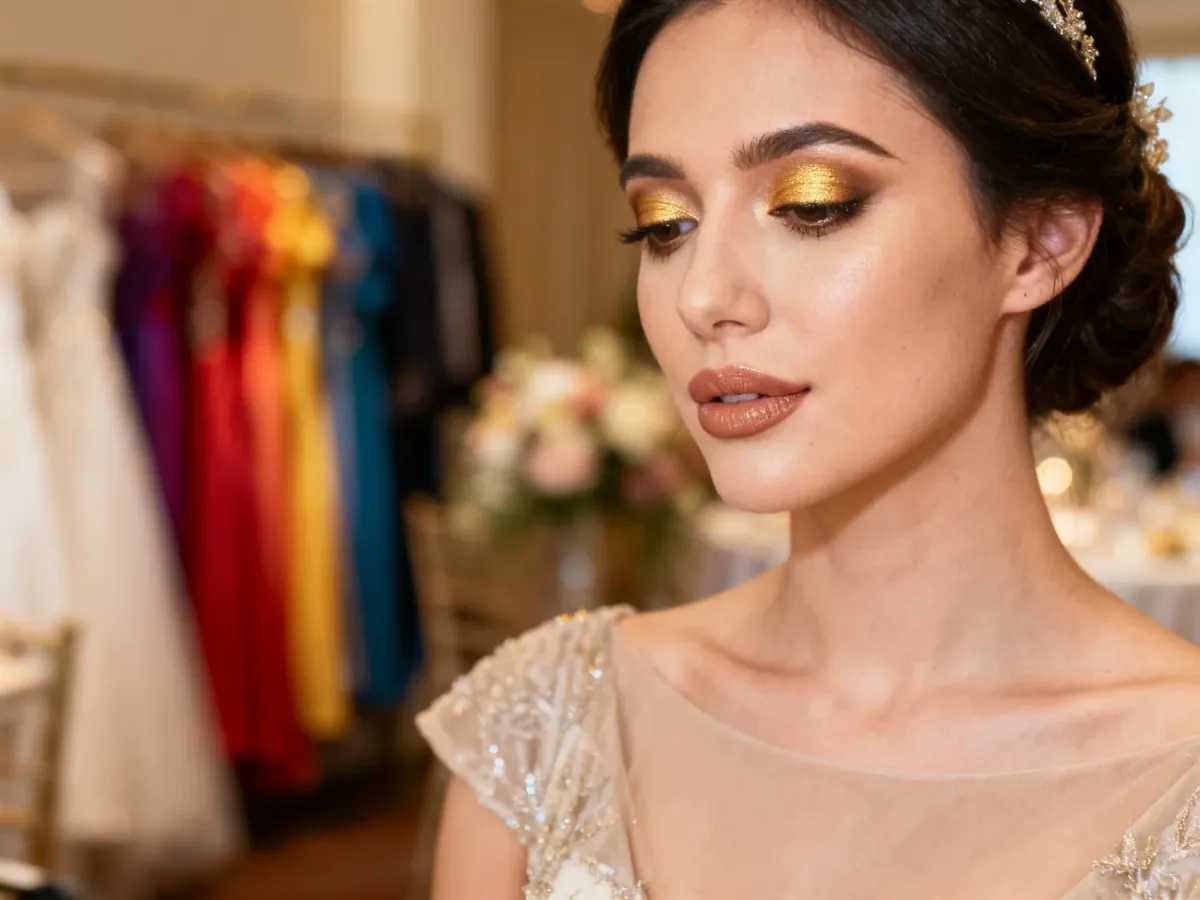 Makijaż gościa weselnego dopasowany do eleganckiej sukienki